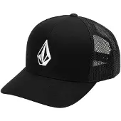 Volcom Casquette Snapback ajustable, visière incurvée pour homme, noir, 6 panneaux, denim chiné, fromage