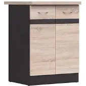 Bigbuy JUNONA Meuble bas de cuisine 60 cm - 2 Portes - Plan de travail - Chene sonoma