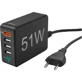 Hama 00201630 5in1 Station de recharge USB noire 1,2 m, 51 Watt