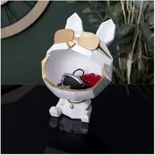 Home Deco Factory Statue - - Chien à Lunettes - Vide Poche - Blanc et Or