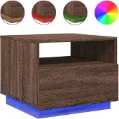 vidaXL Table basse avec lampes LED brun imitation chêne 50x49x40 cm