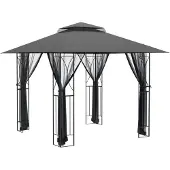 vidaXL Pavillon avec parois latérales Anthracite 300x300x270 cm Acier
