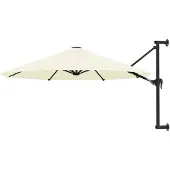 vidaXL -Parasol mural en métal 300 cm Sable -Gelenkt
