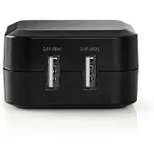 Nedis Chargeur mural | 24 W | Fonction de charge rapide | 2x 2.4 A A | Nombre de sorties : 2 | 2x USB-A | Sans câble | Sortie monotension