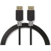 Nedis Displayport cable - DisplayPort male - DisplayPort male - 8K@60Hz - Plaqué or - 2,00 m - Rond - PVC - Anthracite - Boîte
