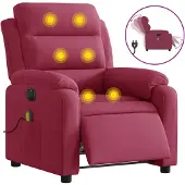 vidaXL Fauteuil de massage électrique vin rouge velours
