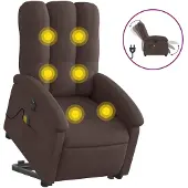 vidaXL Fauteuil de massage électrique avec releveur Tissu marron foncé