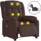 vidaXL Fauteuil de massage électrique Tissu marron foncé