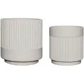 Hubsch Pots en plâtre blanc - lot de 2 pièces