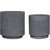 Hubsch Pots en plâtre gris - lot de 2 pièces