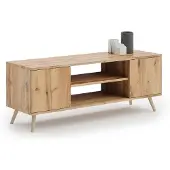 KOBI Armoire TV Focus, Table TV avec 2 portes, Lowboard dans la taille : 155 x 50 x 40 cm, armoire TV dans la couleur : Craft
