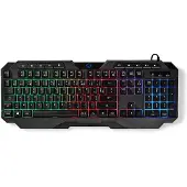 Nedis Clavier de jeu filaire | USB Type-A | Touches à membrane | LED | AZERTY | FR Layout | Alimentation USB | Longueur du câble d'alimentation : 1,30 m | Multimédia