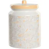 DKD Home Decor Pot en dolomite - - Shabby Chic - Jaune et blanc - 15x15x21 cm - Résistant au lave-vaisselle