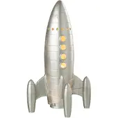 J-Line Grande Lampe À Poser Fusée Argentée 43 Cm