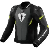 REV'IT! Veste moto en cuir perforé Revit Control, noir/jaune, 56