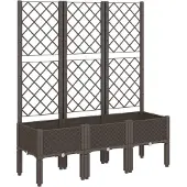 vidaXL Jardinière avec treillis marron 120x40x142 cm PP