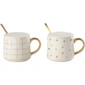 J-Line Set De 2 Tasses Et Cuillères Amélie