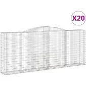 vidaXL Gabions avec arc surélevé 20 pcs 400x50x160/180cm Fer galvanisé