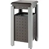Hailo Poubelle extérieure carrée Gris Blanc avec toit et seau intérieur en métal, Poubelle, Gris, Marron, Blanc