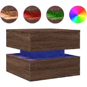 vidaXL Table basse avec lampes LED brun imitation chêne 50x50x40 cm