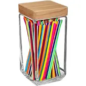 5five Simply Smart Cruche en verre carrée avec couvercle en pin « pin » 2 l - 5 five simply smart