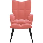 The Living Store Fauteuil relax avec tabouret Velours rose