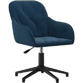 The Living Store Chaise de bureau pivotante bleu velours