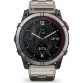 Garmin - 010-02541-61 - Smartwatch - Unisex - Quatix 7X Sapphire Solar Titan avec bracelet supplémentaire en silicone bleu ciel