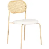 Beliani Lot de 2 chaises de salle à manger structure en métal avec effet bois clair assise rembourrée beige dossier avec tissage viennois style rétro cuisine salle à manger