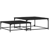 vidaXL Tables gigognes 2 pcs. noir bois composite