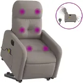 vidaXL Fauteuil de massage électrique avec releveur Taupe Tissu