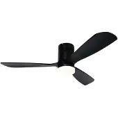 QAZQA Ventilateur de plafond noir 132cm avec LED à intensité variable et télécommande - Sofia