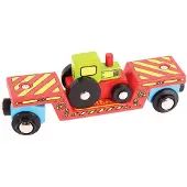 Bigjigs Toys Wooden Low Loader Wagon avec Tracteur