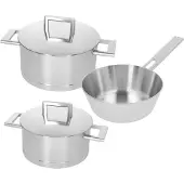 Demeyere John Pawson Pannenset met RVS Deksels, 3-delig, Poêle + casserole, Argent