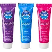 Skins KIT DE LUBRIFIANTS VITAL POUR LA PEAU - AQUA, SUPERSLIDE ET EXCITE (3 x 12 ml)