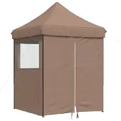 vidaXL Tente de réception pliante Pop-Up avec 4 panneaux latéraux Marron