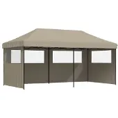 vidaXL Tente de réception pliable Pop-Up avec 3 panneaux latéraux Taupe