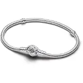 Pandora Bracelet Maille Serpent Fermoir Rose En Fleur Pandora Moments