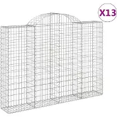 vidaXL Gabions avec arc surélevé 13pcs 200x30x140/160cm Fer galvanisé