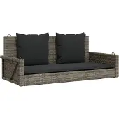 vidaXL Banc suspendu avec coussin Gris 119x56x48 cm Poly rotin
