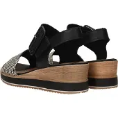 Remonte : Sandales compensées pour femmes, modèle "Hoch", couleur noire, style décontracté