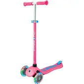 Globber PRIMO PLUS LIGHTS – Trottinette pour enfants, 120/80 mm, ABEC 9, 3 roues, hauteur réglable, roues lumineuses LED, rose