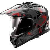 LS2 MX702 Pioneer II Crazy Noir Rouge Casque Adventure Taille XL