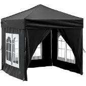 vidaXL Tente de réception pliante avec parois latérales noire 2x2 m