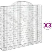 vidaXL Gabions avec arc surélevé 3 pcs. 200x30x180/200cm Fer galvanisé
