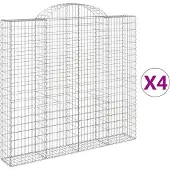 vidaXL Gabions avec arc surélevé 4 pcs. 200x30x180/200cm Fer galvanisé