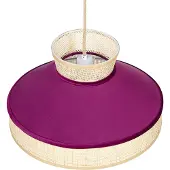 Beliani Lampe à suspendre Rose et naturel Rotin avec velours 1-flamme Forme conique Moderne Boho Salon Salle à manger Eclairage Equipement Lampe à suspendre