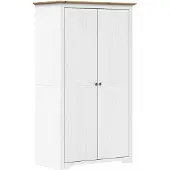 The Living Store Armoire BODO blanc & marron 101x52x176,5 cm pin