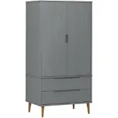 The Living Store Armoire MOLDE Gris 90x55x175 cm Pin massif