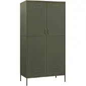 The Living Store Armoire vert olive 90x50x180 cm Acier